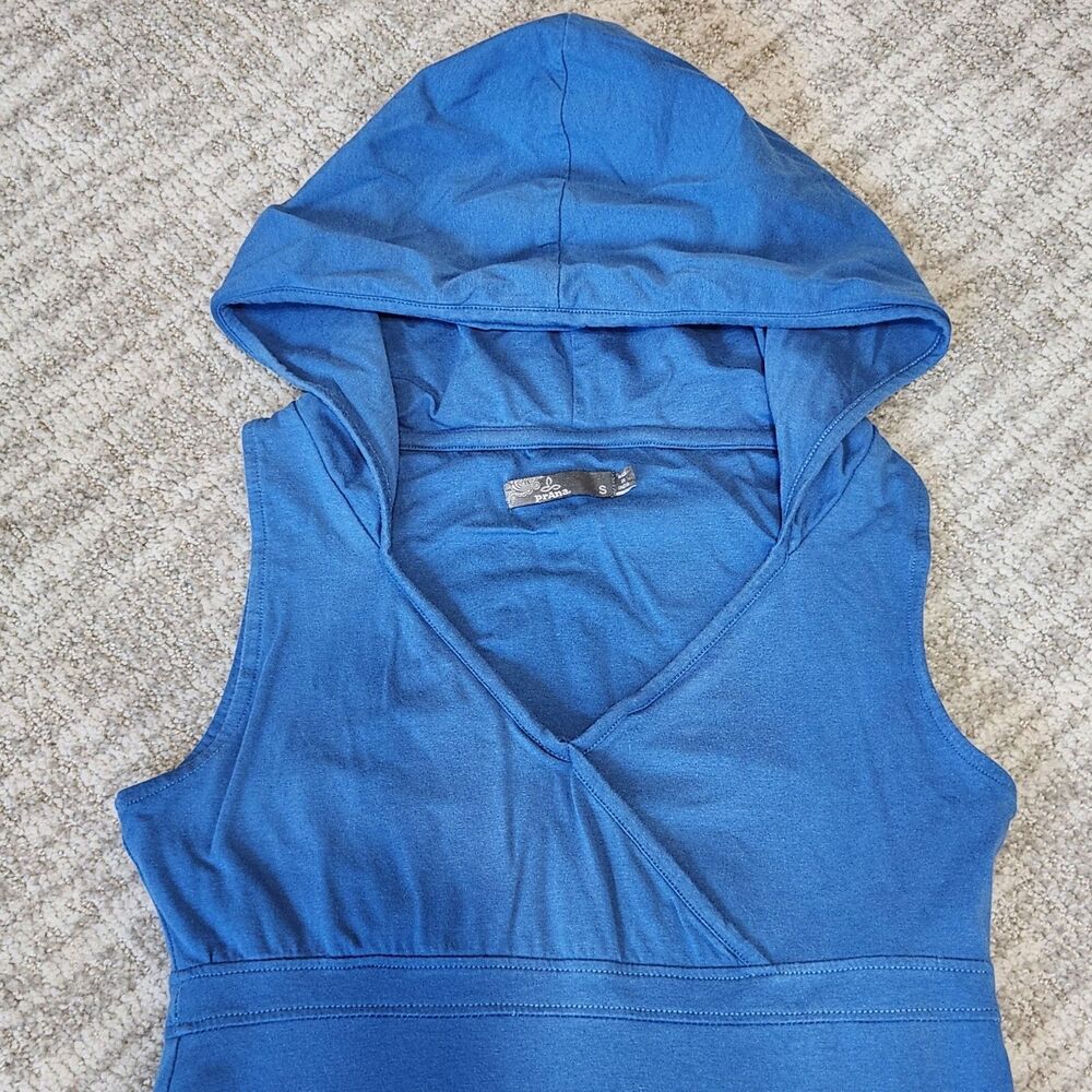 Prana women's Alana hooded sleeveless organic cotton hi-low dress blue size S - Picture 6 of 9